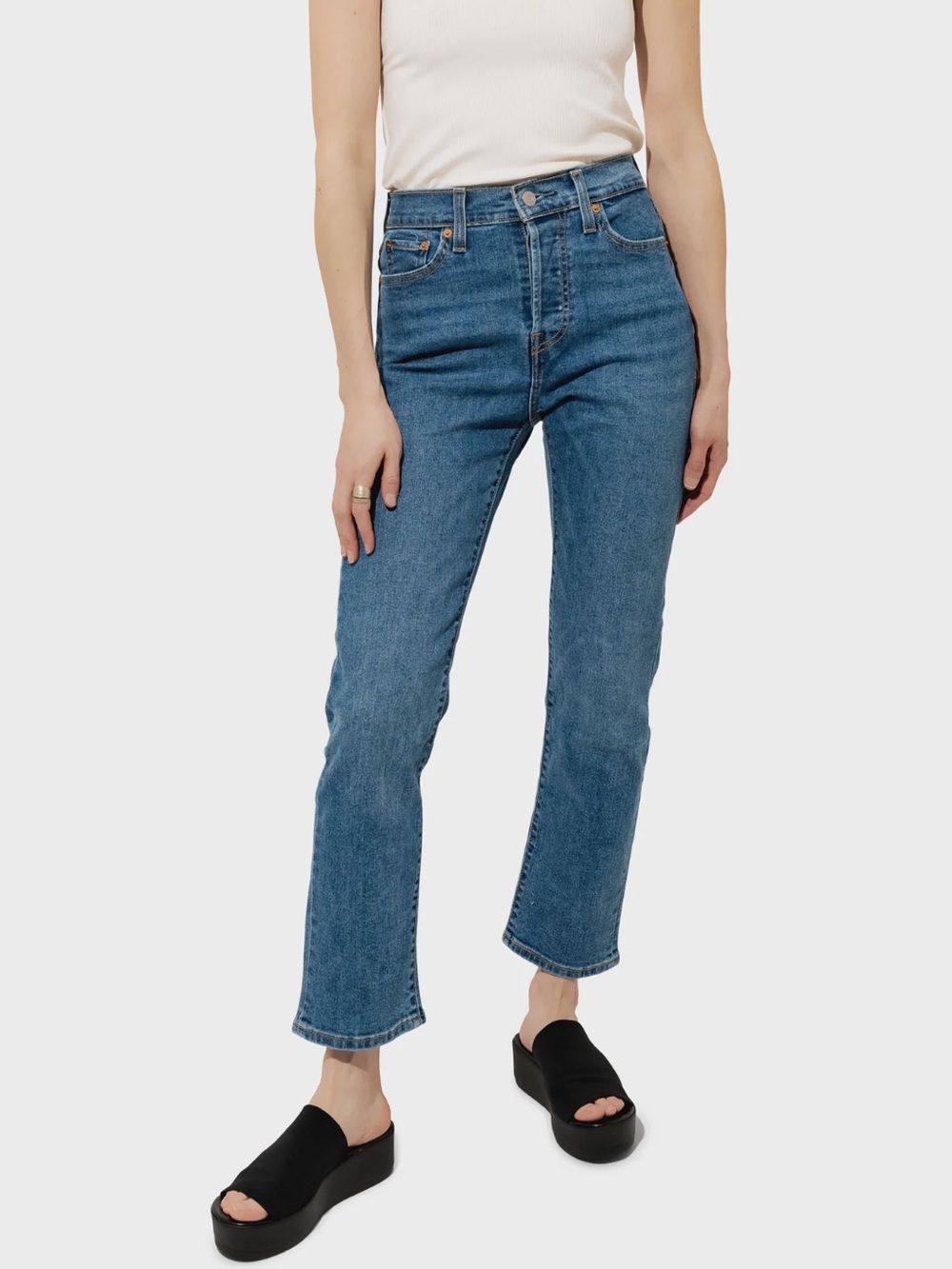 Levi’s wedgie straight love in the mist 27 blue high rise denim jeans timeless